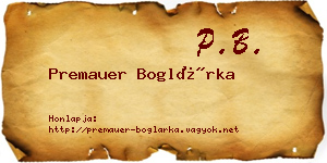 Premauer Boglárka névjegykártya